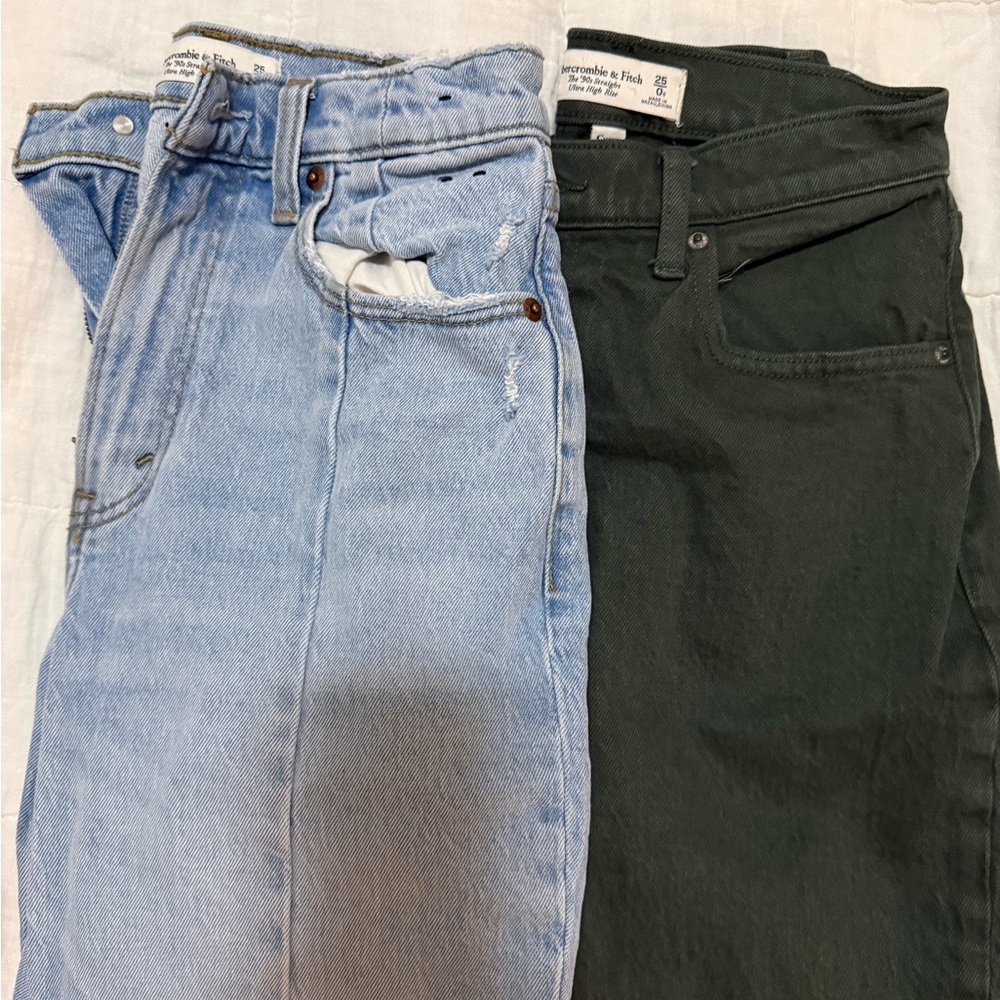 Abercrombie & Fitch Dark Green High-Rise Jeans